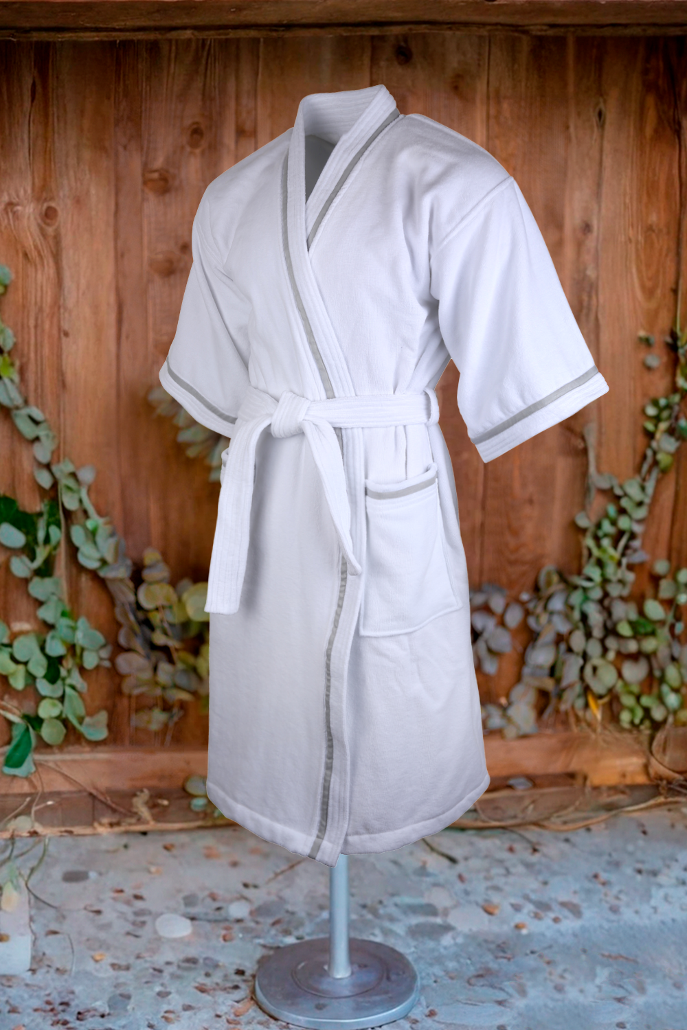 Bata Adulto Manga L&B Corta Gris